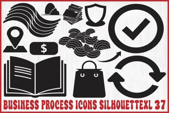 Business Process Icons Silhouette