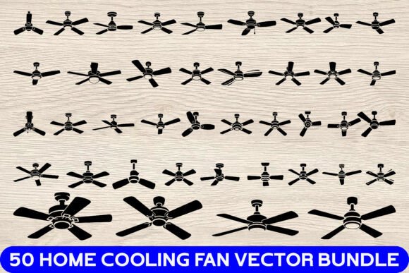 Ceiling Fan Black Vector Design Set