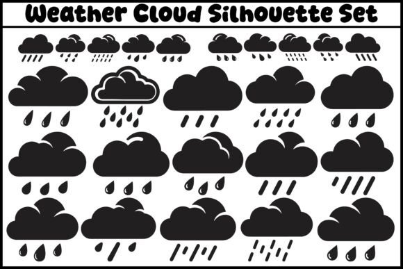 Cloud and Sun Icon Bundle Black