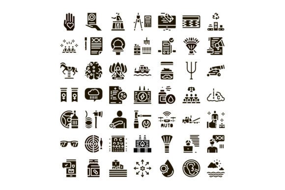 Collection of Glyph Icons Depicting Vari: Purpose-Built Black Glyph Icons for Clarity and Consistency