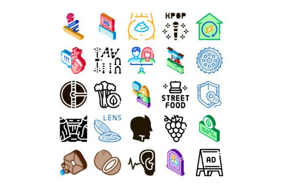 Diverse Collection of Isometric Icon Set