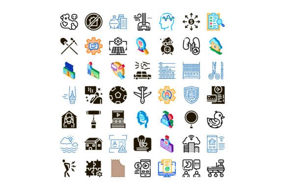 Diverse Icon Set Representing Various Mo