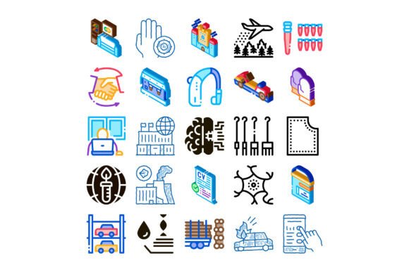 Diverse Isometric Concept Icons Represent a Practical Visual Resource for Technical and Global Themes