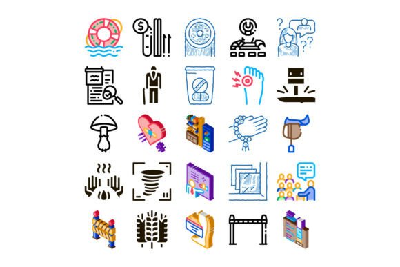Diverse Minimalist Line and Isometric Ic