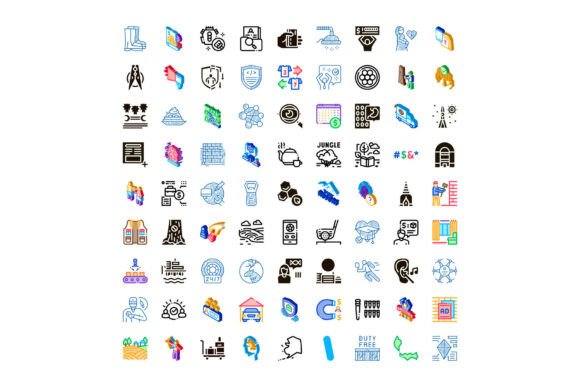 Diverse Outline Isometric Graphic Vector