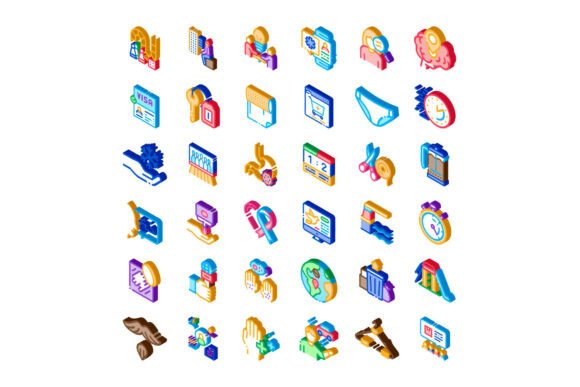 Isometric Colorful Icons and Pictograms
