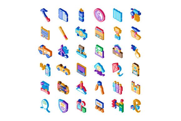 Isometric Icon Set Illustrating Various Concepts for Modern Digital Communication