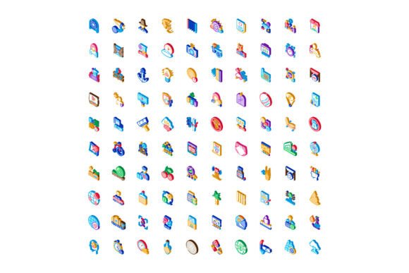 Isometric Icons Pack Representing Busine