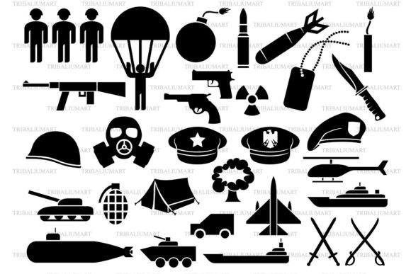 Military Icons SVG Bundle – Army Weapons
