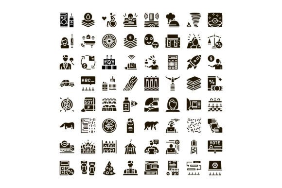 Modern Glyph Icons Illustrating Business