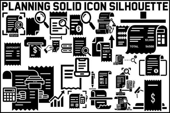 Planning Solid Icon Silhouette Bundle