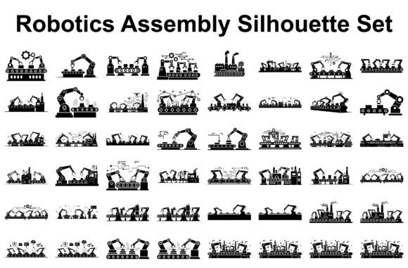 Robotics Assembly Silhouette Set: Precision Visual Assets for Industrial Design and STEM Communication